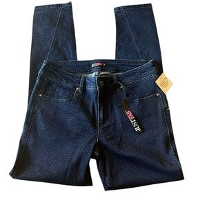 NWT Just Fab skinny jeans size 29 dark denim w/ white pin dots #10139